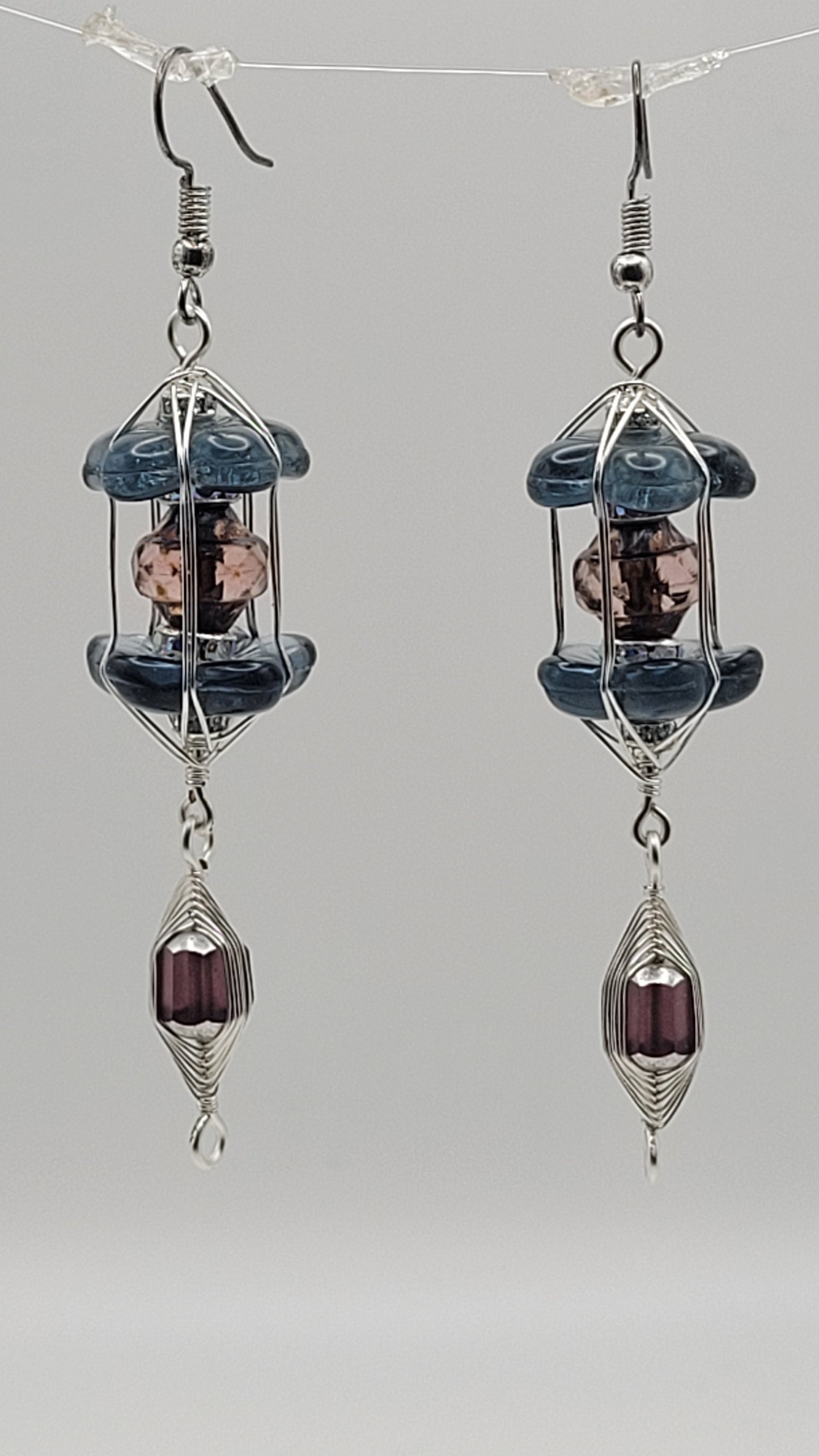 Lantern Protection Charm Czech Crystal Earrings WizardWeave WireWrap