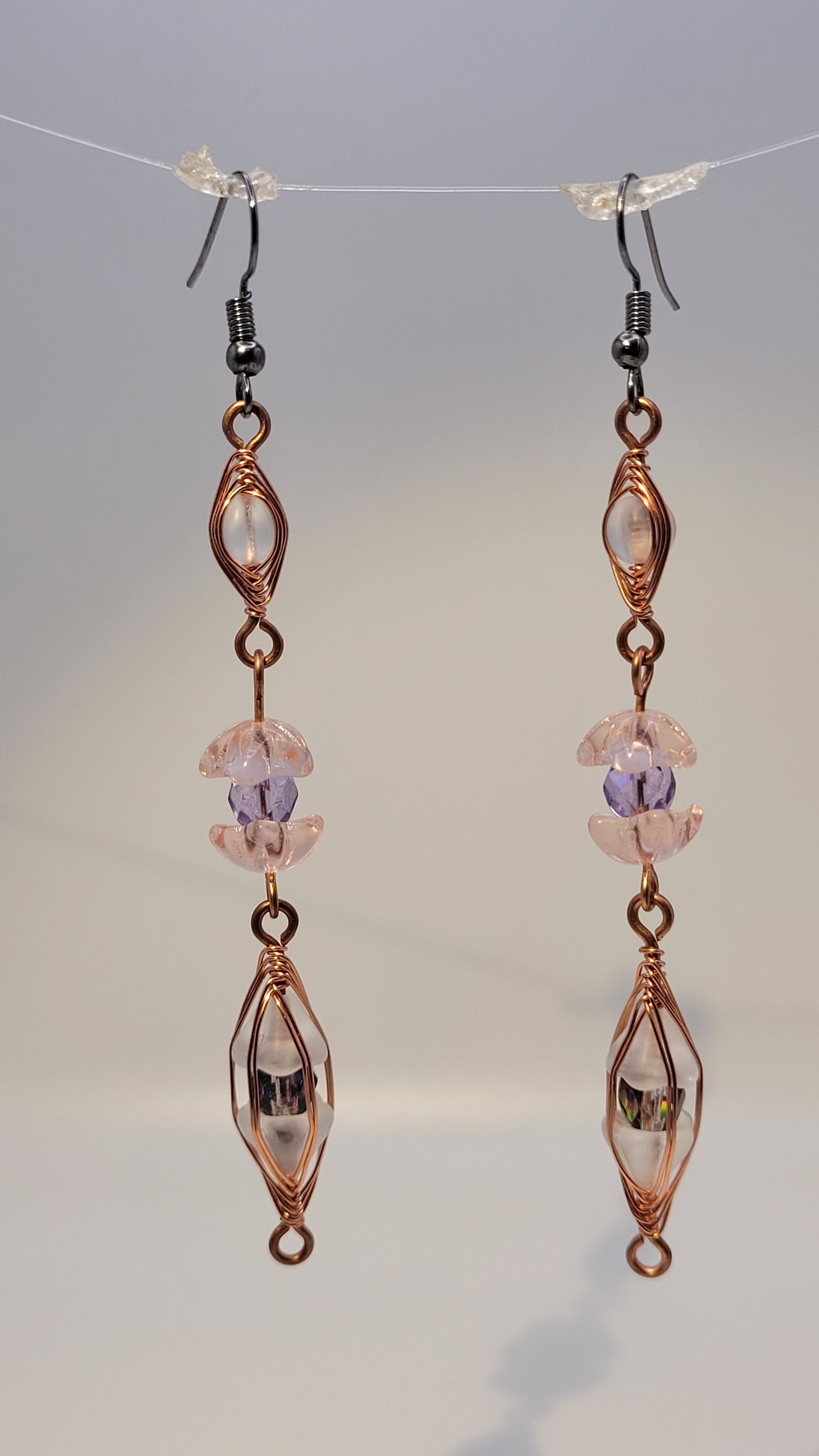 3-tiered WireWrap earrings with Czech glass