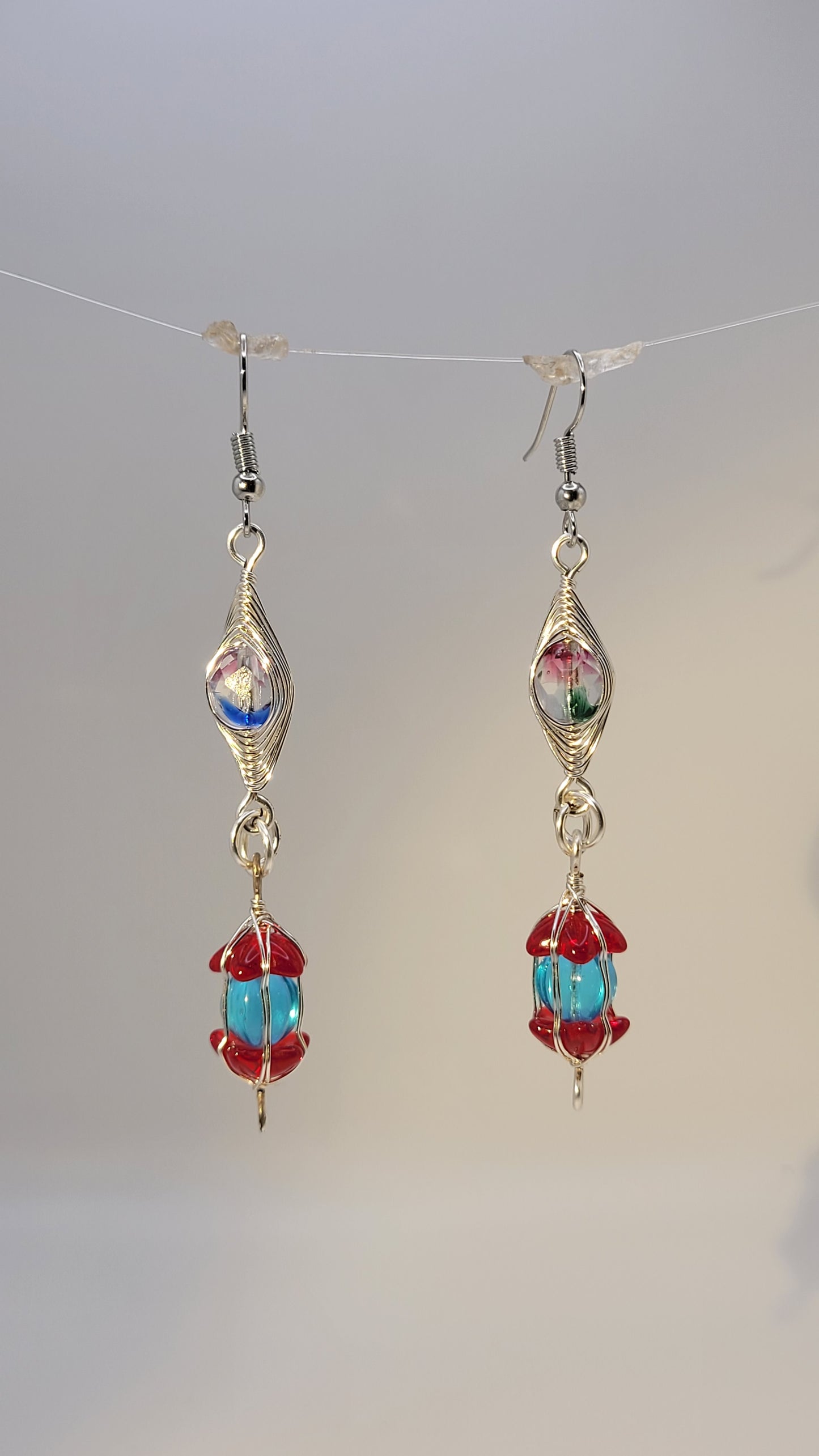 WireWrap WizardWeave earrings with Czech glass