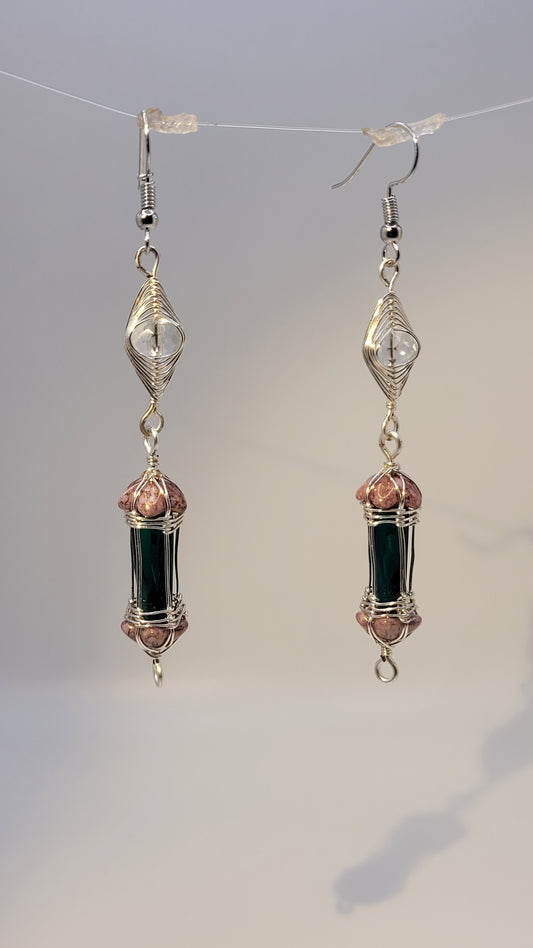 WireWrap Wizard Weave earrings with Czech glass