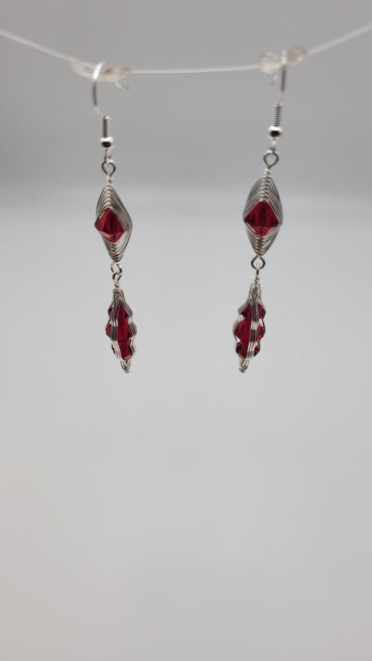 2-Tier WireWrap Herringbone and Superior Crystals (Czech crystal) earrings