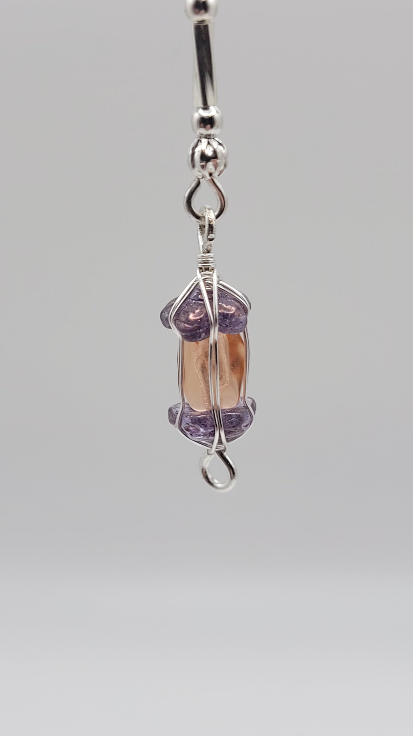 2-Tier mini WizardWeave WireWrap Lantern Protection Charm Czech Crystal Earrings