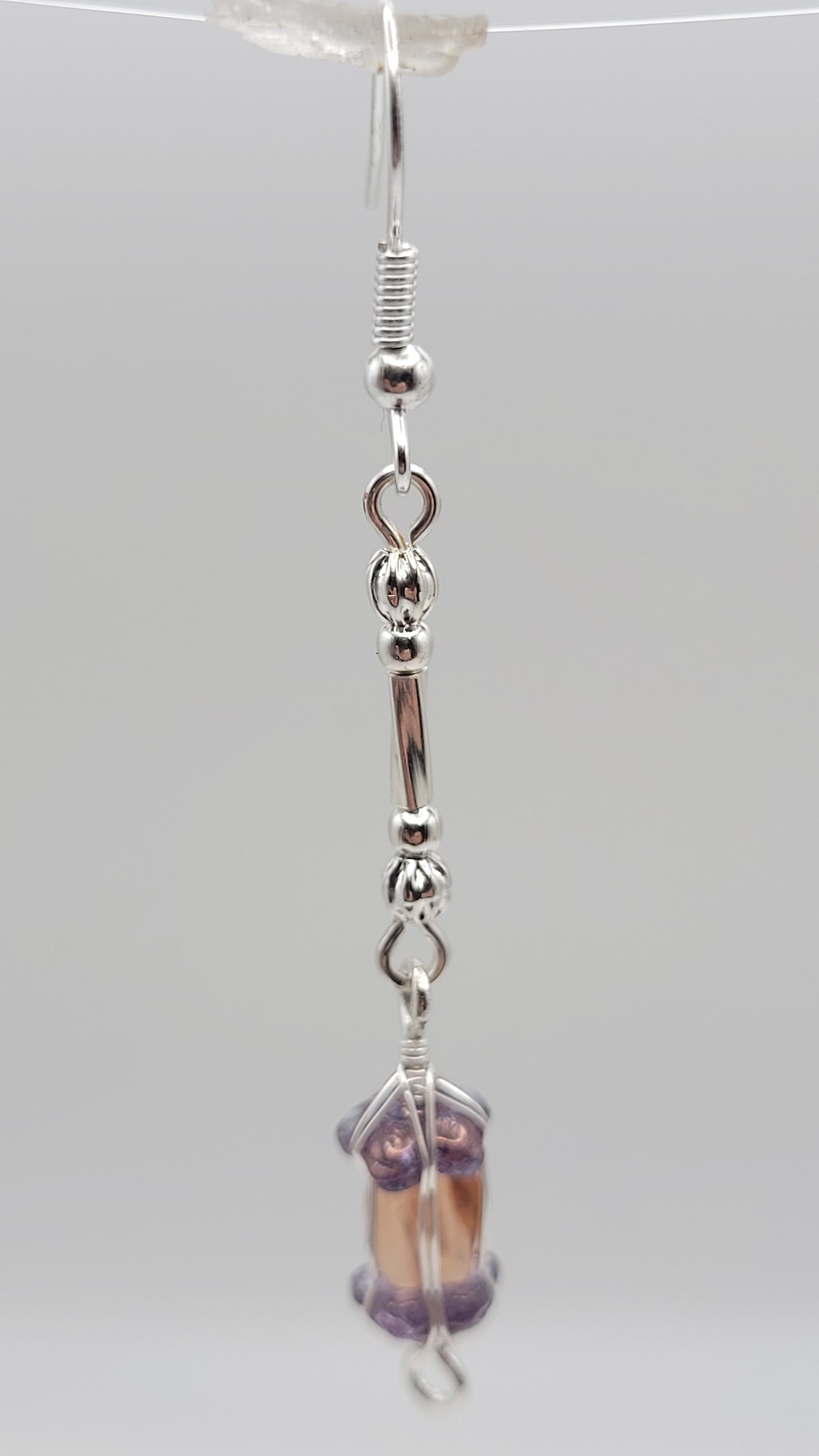 2-Tier mini WizardWeave WireWrap Lantern Protection Charm Czech Crystal Earrings