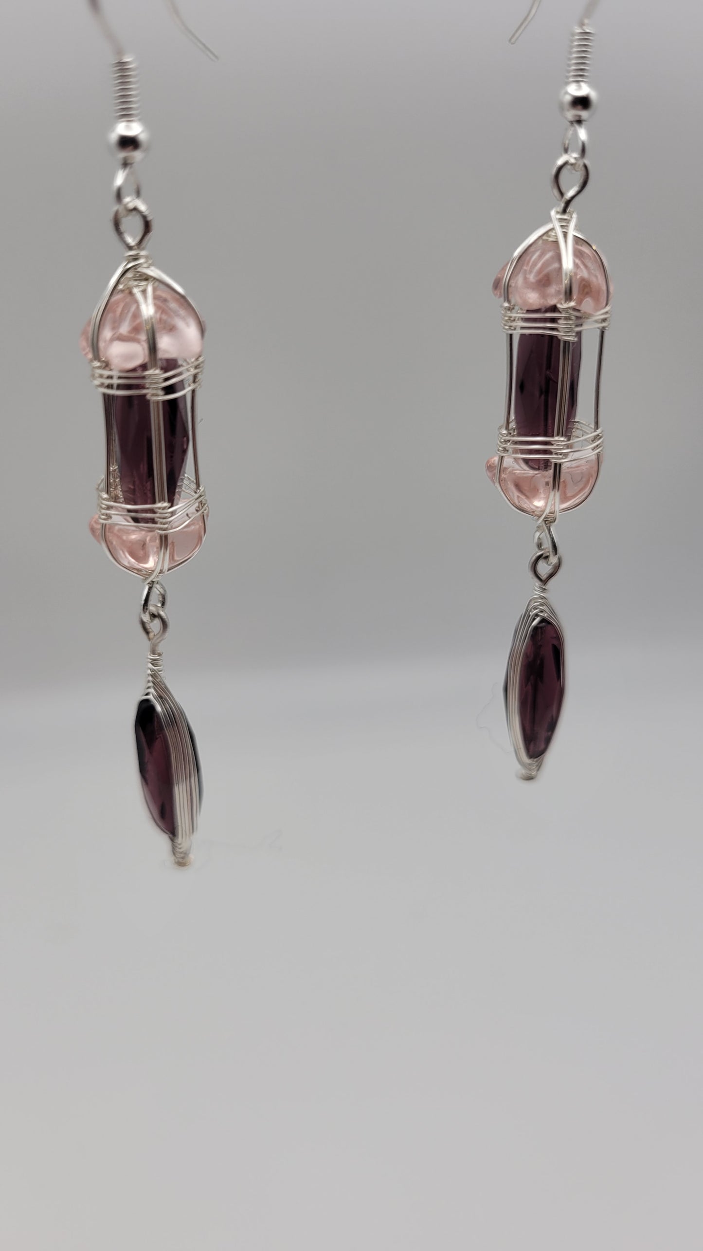 2-Tier WizardWeave WireWrap Lantern Protection Charm Czech Crystal Earrings