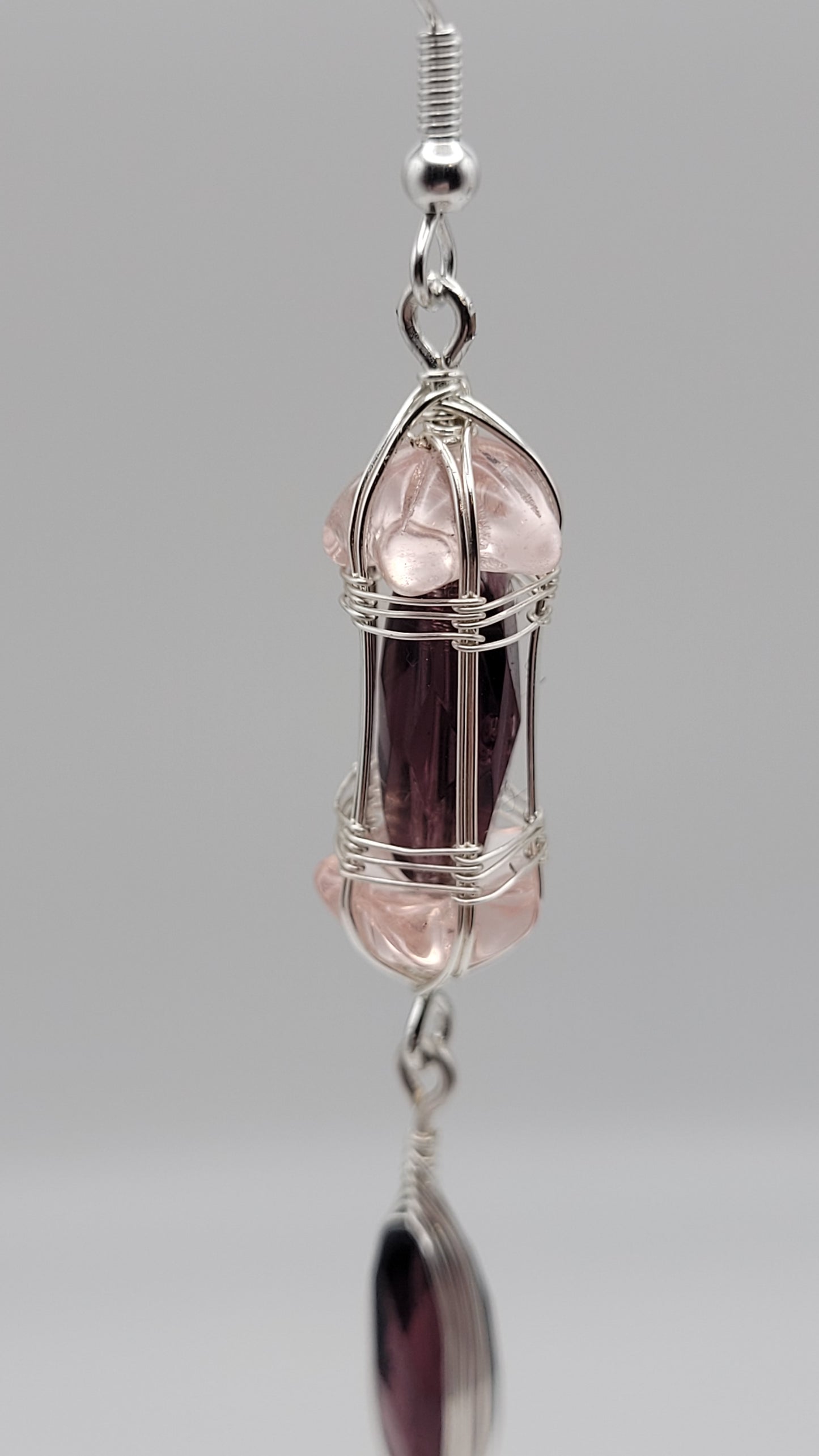 2-Tier WizardWeave WireWrap Lantern Protection Charm Czech Crystal Earrings